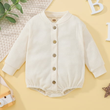 

NIUREDLTD Baby Girls Boys Winter Long Sleeve Solid Thickened Warm Romper Tops