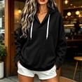 thumbnail image 2 of Aezemi V Neck Hoodie Sweatshirts Women Drawstring Pullover Fashion Workout Casual Winter Fall Outfits Womens Fashion Comfy Daily All Match Sweatshirts M, 2 of 7