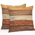 thumbnail image 2 of Throw Pillow Covers 18x18 Inch Set of 2, Farmhouse Burnt Orange Brown Waterproof Outdoor Pillow Covers, Vintage Wooden Striped Decorative Cushion Pillowcases for Couch, Sofa, Bed, Garden, Patio, 2 of 9