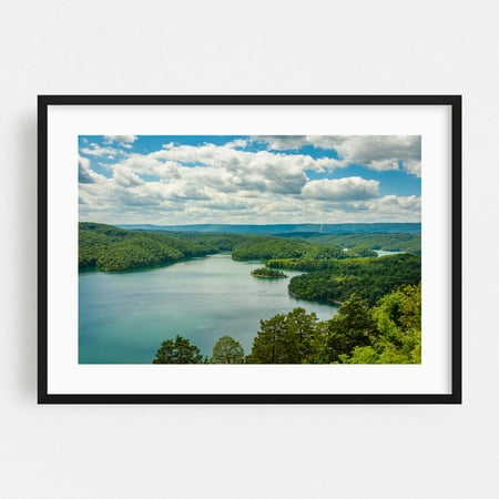 Hawns Overlook, Raystown Lake 02 - Pennsylvania Photography Nature Scenic Landscape Forest Water Rural Summer Black Framed Wall Art Print 5 x 7 inches