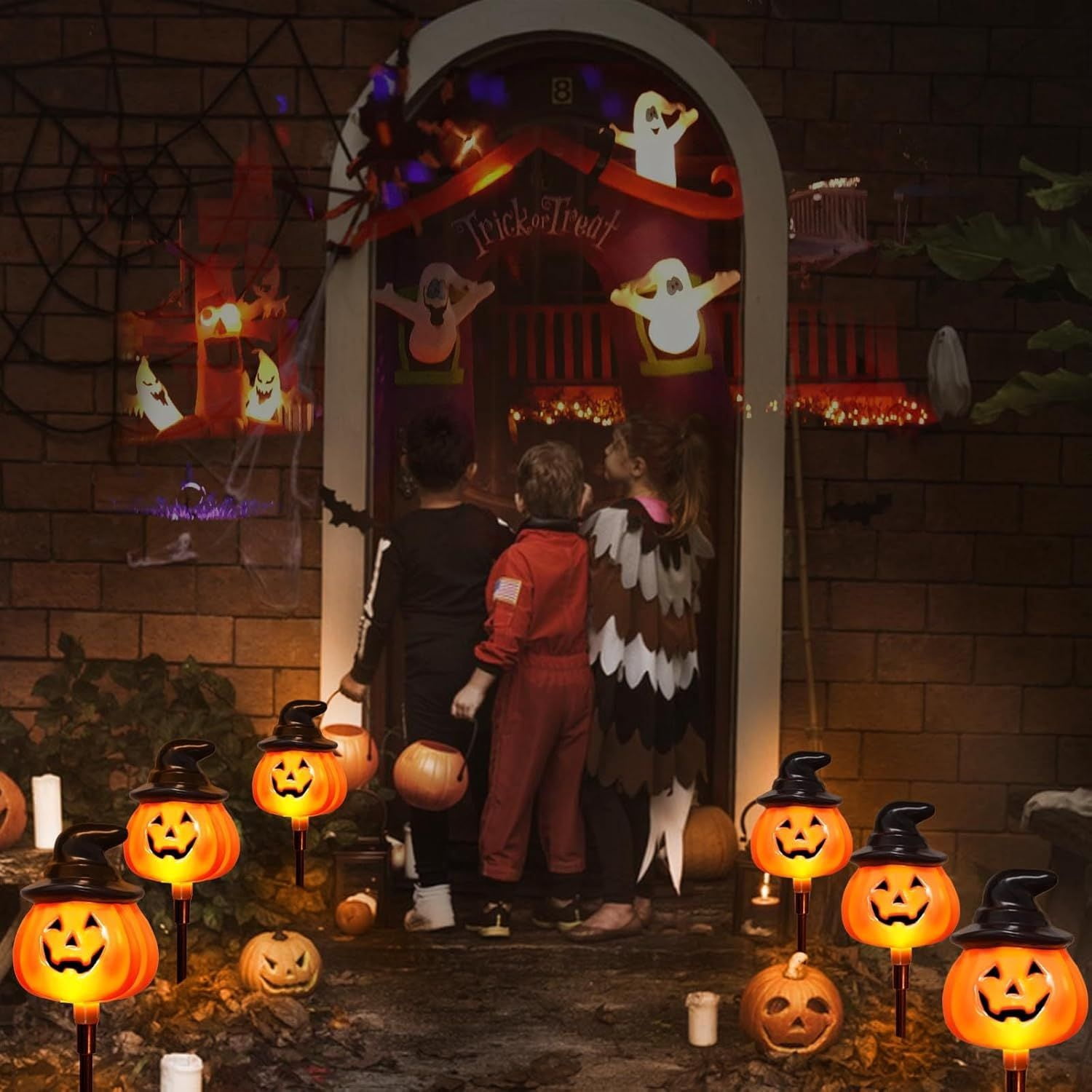 Solar Powered Jack-O-Lantern String Lights 8 Modes for Halloween Outdoor Decor