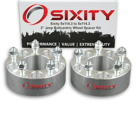 Sixity Auto 2 pc 2" 5x114.3 Wheel Spacers compatible with Jeep Compass Liberty SUV M12x1.5mm 1.25in Studs Lugs