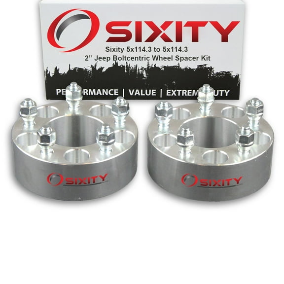 Sixity Auto 2 pc 2" 5x114.3 Wheel Spacers compatible with Jeep Compass Liberty SUV M12x1.5mm 1.25in Studs Lugs