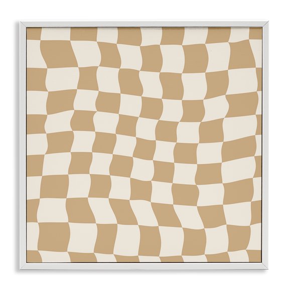 Stupell Industries Modern Wavy Checkered Pattern White Framed Giclee Art, 17 x 17, by Carrie Cantwell