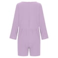 thumbnail image 5 of RKSTN Short Jumpsuits for Women Plus Size Long Sleeve V Neck Pleated Texture Baggy Beach Vacation Outfits for Women with Pockets (Purple ,XL), 5 of 6
