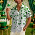 thumbnail image 4 of Ceisia Men's St. Patrick's Day Clover Print Short Sleeve Button-Down Shirt Collection | Mixed Green Clover Splatter Print Button-Up Shirt Gifts, 4 of 9