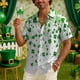 thumbnail image 4 of Ceisia Men's St. Patrick's Day Clover Print Short Sleeve Button-Down Shirt Collection | Mixed Green Clover Splatter Print Button-Up Shirt Gifts, 4 of 9