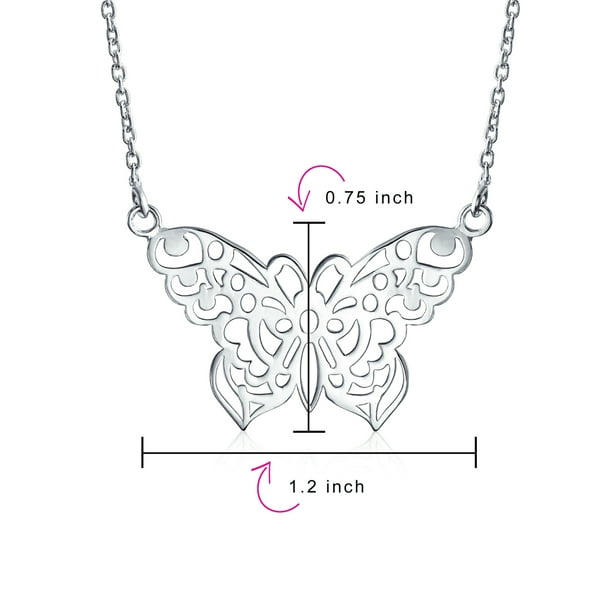 Large Butterfly Necklace Cut Out Filigree Statement Pendant For