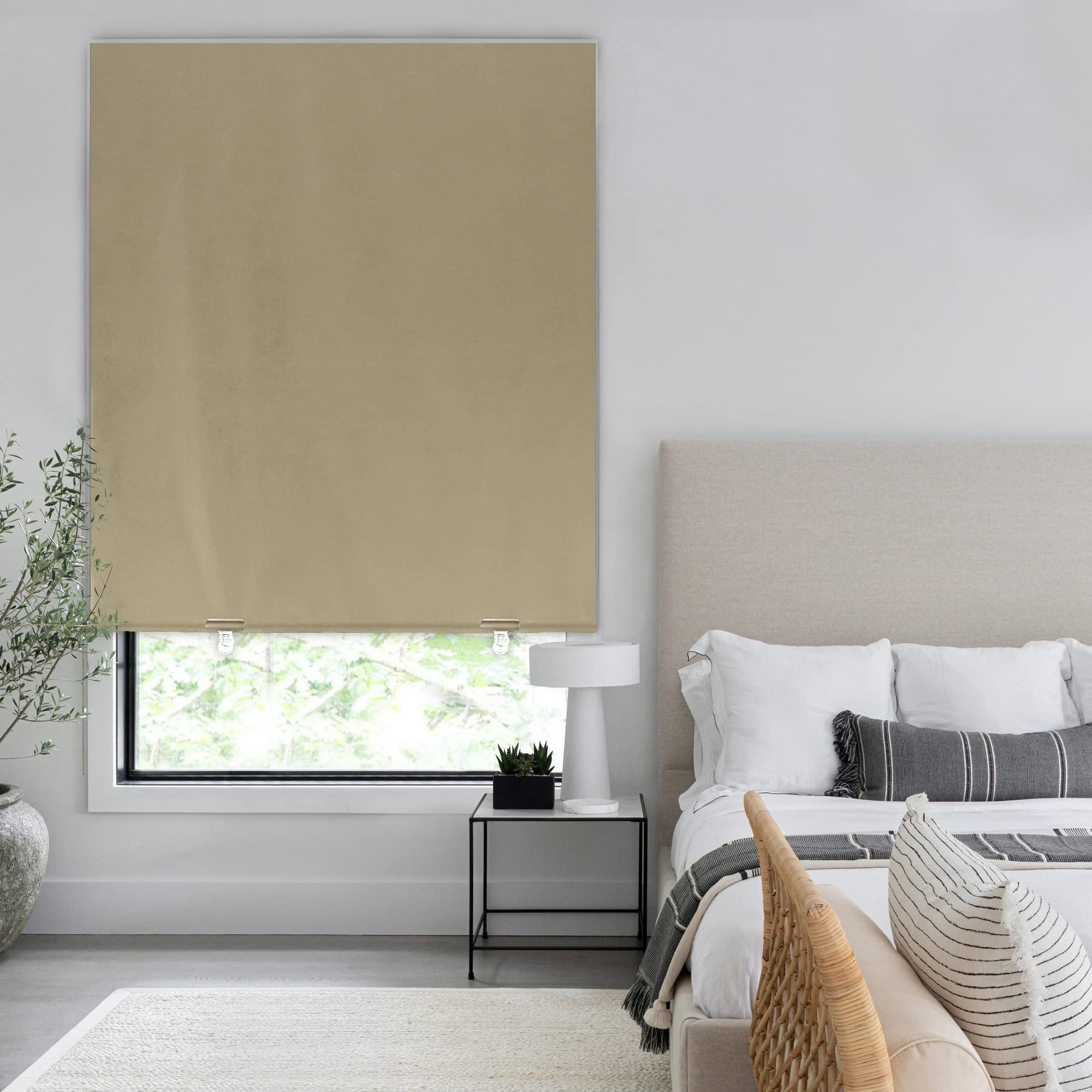 100% Blackout Roller Shades  No Tools Drill Cordless Blinds For Windows Thermal Insulated Uv Protection Privacy Window Bedroom (36''w X 72''h Beige)