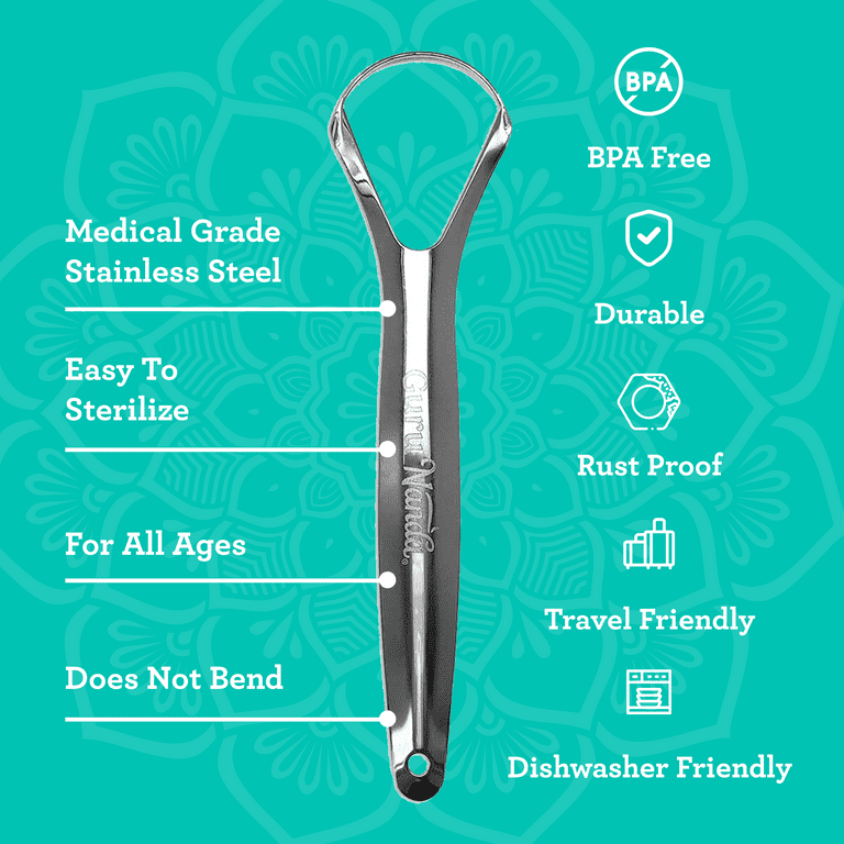 GuruNanda Stainless Steel Spoon Tongue Scraper, 2pk