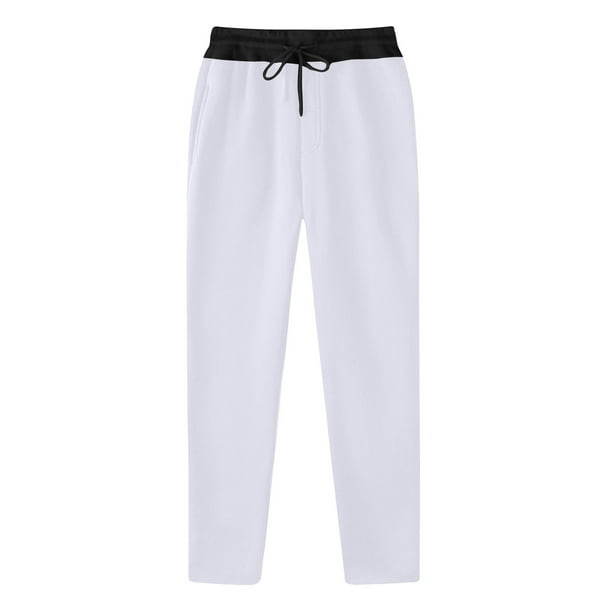 Pantalones largos de moda para hombre con cordón, cintura elástica, color sólido, pantalones casuales largos de chándal, pantalones para hombre