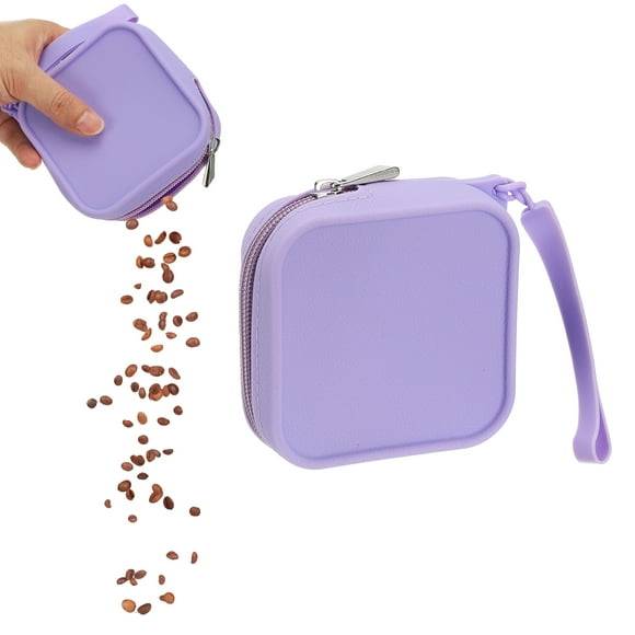 Uxcell Silicone Dog Treat Pouch, Auto Closure, Pocket Size, Portable Walking Bag for Dog and Cat 4x4 Inch (Purple, 1Pcs ), Intended for Pet Travel / Training / Walking