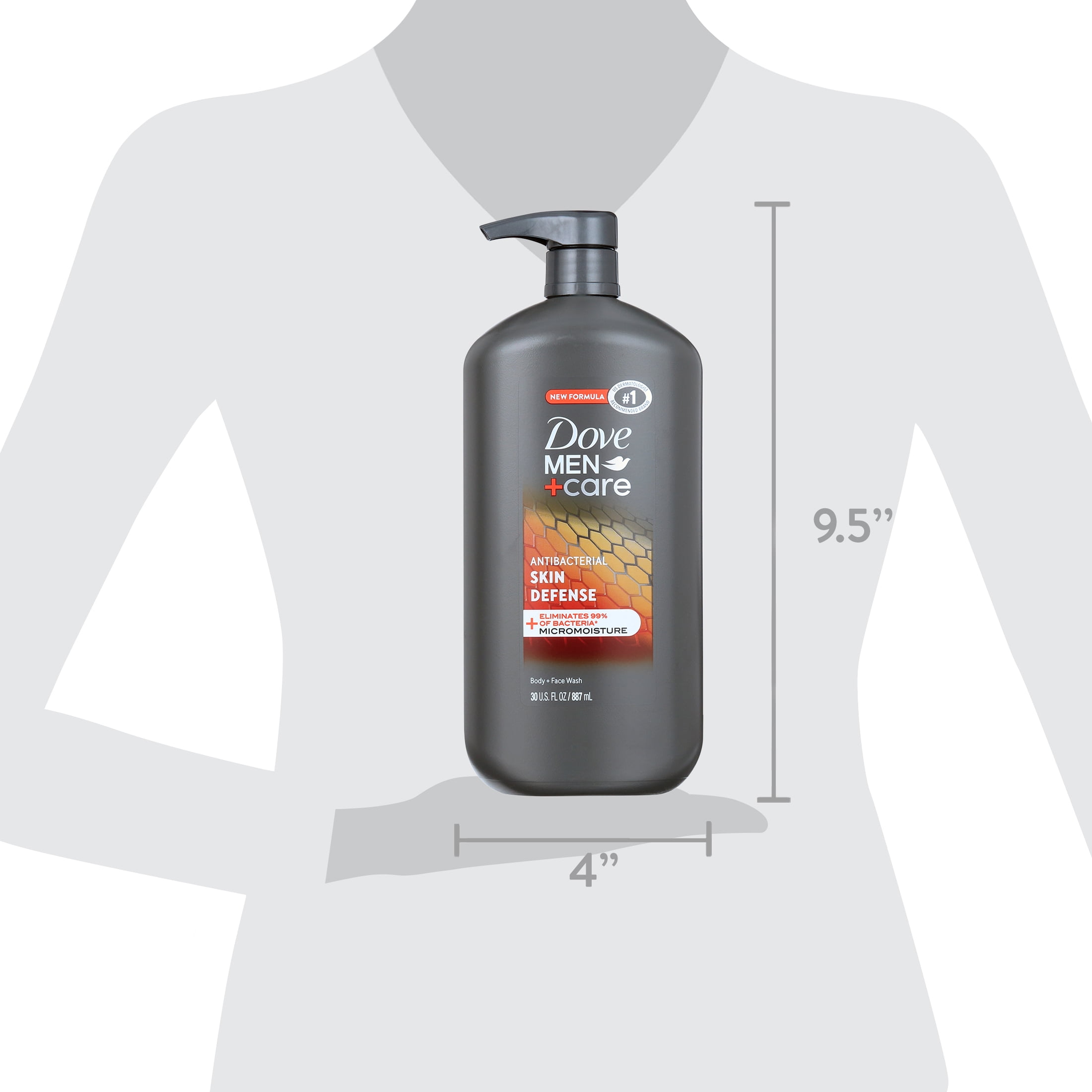 Dove Men+Care Skin Defense Antibacterial Hydrating Body Wash All Skin, 30 oz