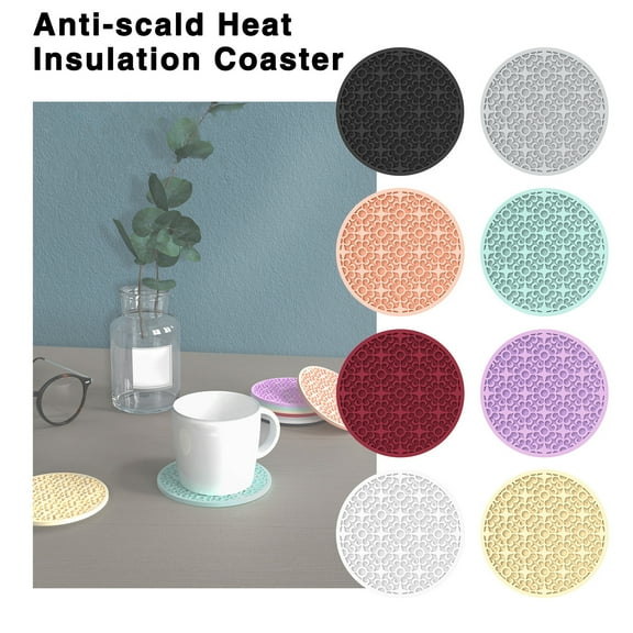 Ludlz Retro Patterned Silicone Coaster Heat Insulation Easy to Clean Reusable Vintage Round Soft Coaster