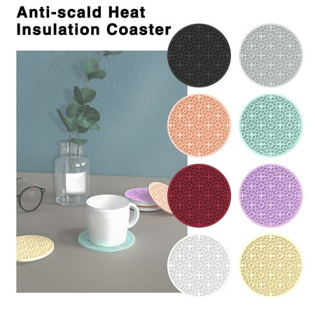 

Riguas Retro Patterned Silicone Coaster Heat Insulation Easy to Clean Reusable Vintage Round Soft Coaster