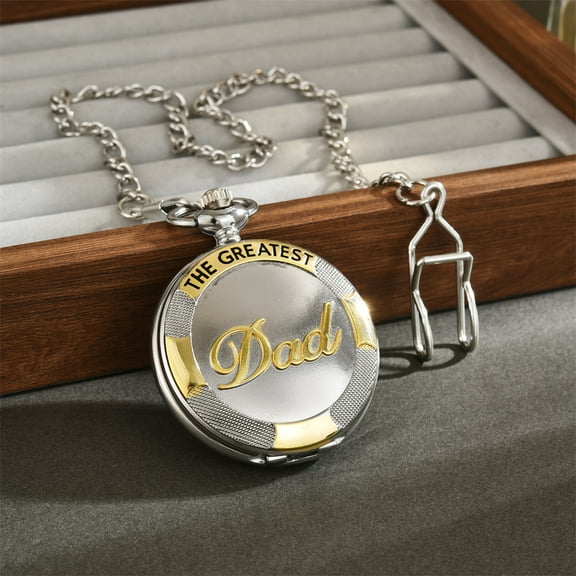 Retro Father's Day Gift Pocket Watch Quartz Watch Large Watch Chain Gold Roman Numeral Gift Watch (Between Gold)