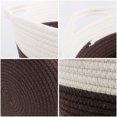 thumbnail image 4 of PiccoCasa Cotton Rope Storage Bins Baskets with Handles for Shelves, Cylindrical 2, Coffee Color, 4 of 7