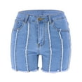thumbnail image 4 of Xixinqiwan Women's Summer High Waisted Stretchy Denim Shorts Casual Raw Hem Jean Shorts Trendy Outfits, 4 of 7