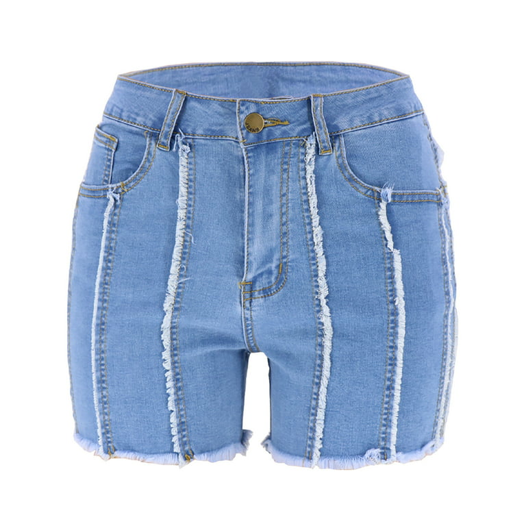 Zodggu Womens Blue Plus Size Shorts Women Casual Summer Jeans
