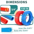 thumbnail image 2 of 3/4 Inch Niikappu Blue & Red PEX-B Pipe, 2 x 75 Ft (150 Ft) Pex B Tubing with a Pipe Cutter, 15PCS Fittings & 40PCS Rings(AB475139), 2 of 8