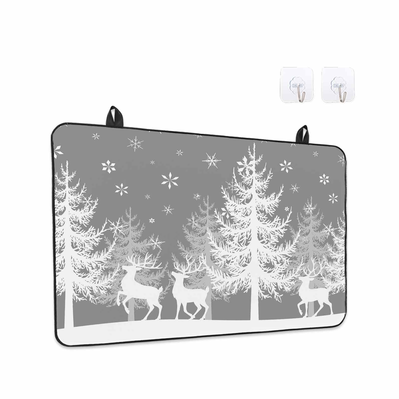 Grey Christmas Stove Top Cover for Electric Stove, Heat-proof & Non Slip Glass Top Stove Cover Protector, Xmas Tree Snowflake Elk Kitchen Flat Cooktop Rubber Mat 24x21 Inches