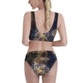 thumbnail image 3 of Xecao Watercolor Snake Skin for Two-Piece Swimsuit for Women - a sporty, high-waisted bathing suit perfect for the beach, parties, or surfing adventures, 3 of 8
