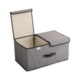 thumbnail image 2 of Storage Box with Lid, Cotton and Linen Double Lid Storage Box, Foldable, Large Storage, Debris Sorting, Covered Underwear Storage Box Box with Lid, 2 of 2