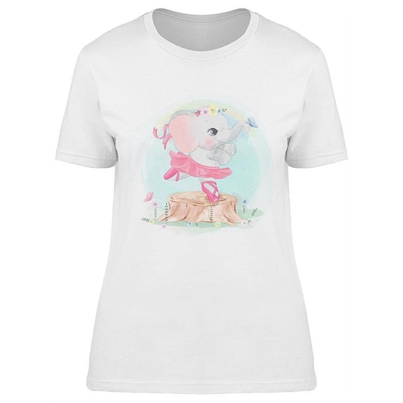 Cute Elephant Ballet Dancing T-Shirt Women -Image by Shutterstock, Female Large