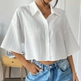 thumbnail image 6 of Women's Short Sleeve Button Down Shirt Casual Summer Top With Flip Collar, 6 of 9