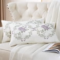 thumbnail image 3 of Home Soft Things Embroidery Canvas Throw Pillow Cover Pillow Case 2 Piece Set - Rose - Lilac - 14" x 26" LUMBAR, 3 of 7