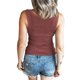 thumbnail image 3 of Playeras,Blusas y Tops,Ropa para Mujer Mujeres camisetas sin mangas Dressy Casual Mujeres Casual Sólido Cuello Redondo Botón Sin Mangas Punto Empalme Chaleco Camisa Top (Red, XXL), 3 of 6