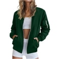 thumbnail image 2 of RongHuan Jacket for Womens Casual Zip Up Ribbed Long Sleeve Fall Coat Lightweight Bomber Jackets with Pockets, 2 of 7