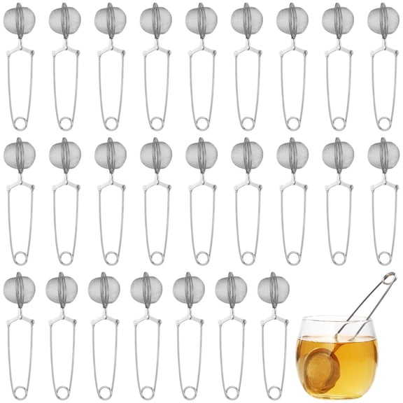 25 Pcs Snap Ball Tea Infuser Strainers, Stainless Steel Loose Leaf Tea Infuser with Fine Mesh, Spring-Action Handle for Mugs, Teapots, Easy to Clean (Silver)