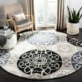 thumbnail image 2 of SAFAVIEH Wyndham Louise Medallion Wool Area Rug, Grey/Black, 5' x 5' Square, 2 of 9