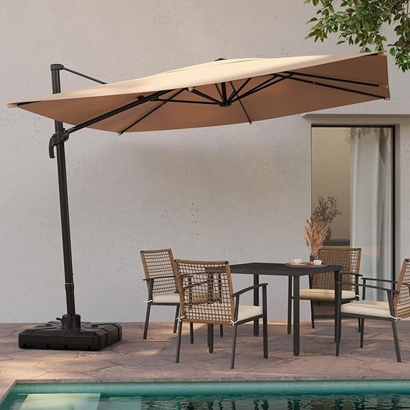 Decksplore Patio Umbrella Outdoor, 9 Feet Cantilever Umbrella Aluminum Offset Umbrella with 360-degree Rotation for Backyard, Pool, Lawn, Deck
