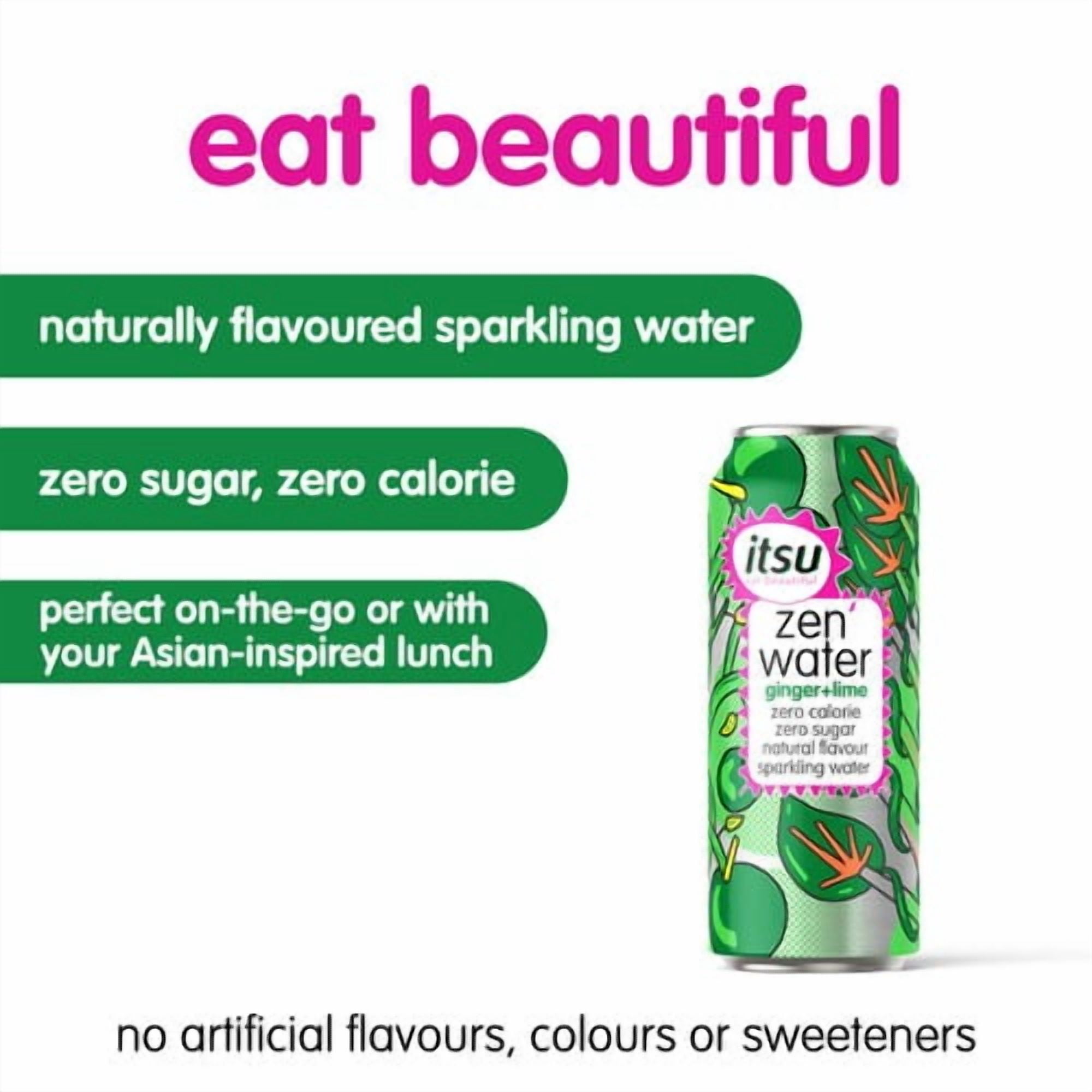 itsu ginger & lime zen water 330ml, British Import (Pack of 6)