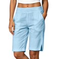 thumbnail image 3 of DHFJKG Womens Casual Summer Shorts With Pockets Lightweight Side Slit Relaxed Fit Beach Shorts, 3 of 4