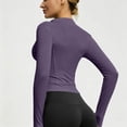 thumbnail image 4 of Sewkxo Women's Workout Jacket Lightweight Zip Up Cropped Yoga Jackets Slim Fit Athletic Tops with Thumb Holes,Purple S, 4 of 6