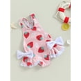 thumbnail image 5 of Raccmtaty Little Girl's Bathing Suit Flower Print 3D Bow Round Neck Sleeveless Frill Trim Swimsuit Toddler Summer Swimwear, 5 of 8