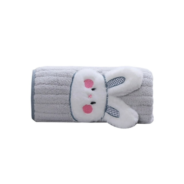 Grey Easter Rabbit Pattern Coral Fleece Towel Soft Absorbent Quick Drying For Face Washing Bathing Hair Drying Home Bathroom Lint Free