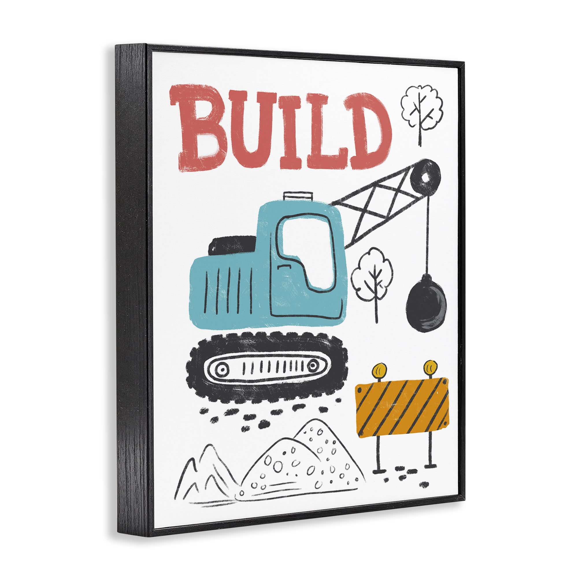 Stupell Industries Construction Build Phrase Transportation Painting Black Framed Art Print Wall Art, 11 x 14
