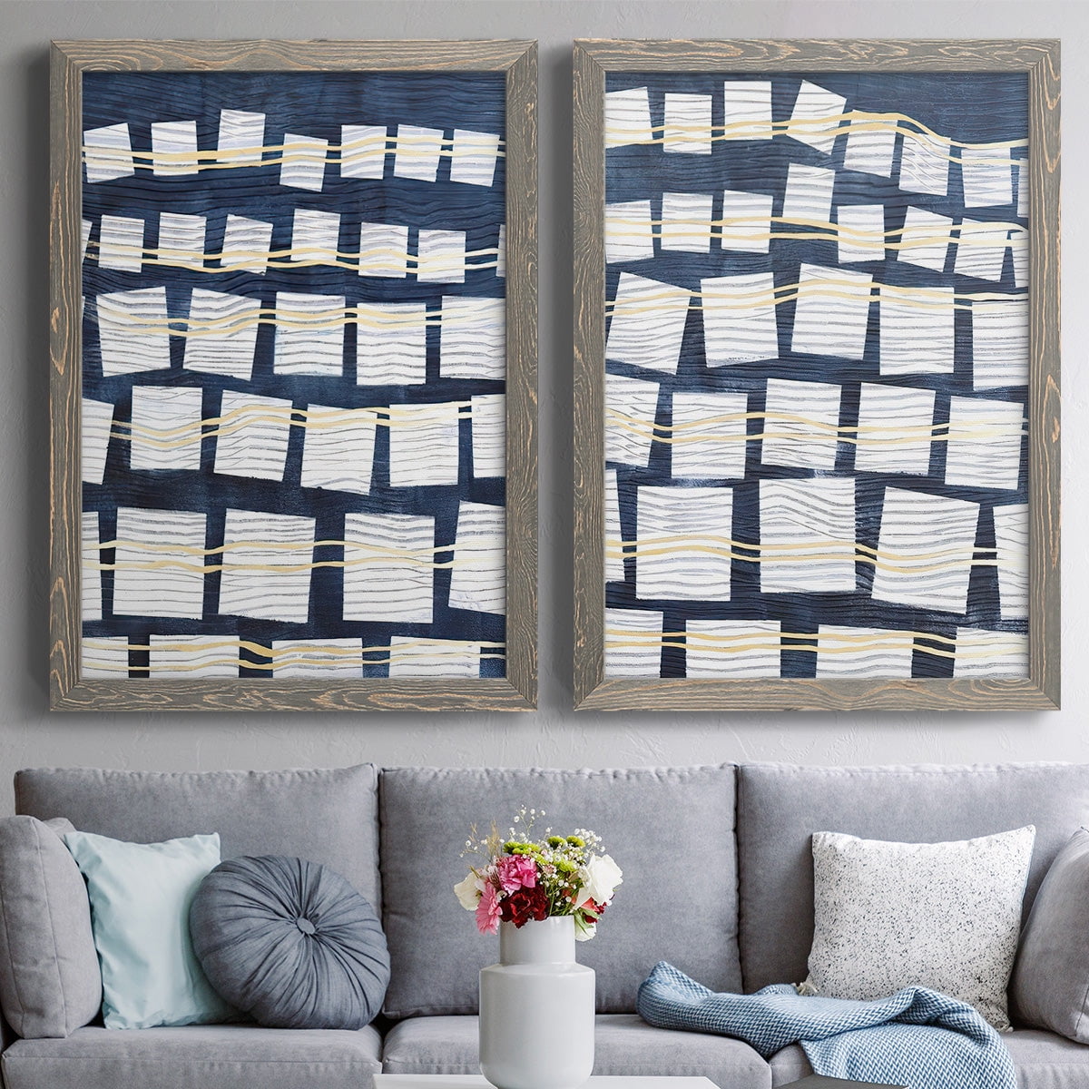 Networks III - Premium Framed Canvas 2 Piece Set - Ready to Hang