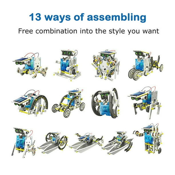Kit de construcción de robot solar educativo 13 en 1, robot de bricolaje con energía solar para niños y adultos, juguetes educativos para niños y niñas