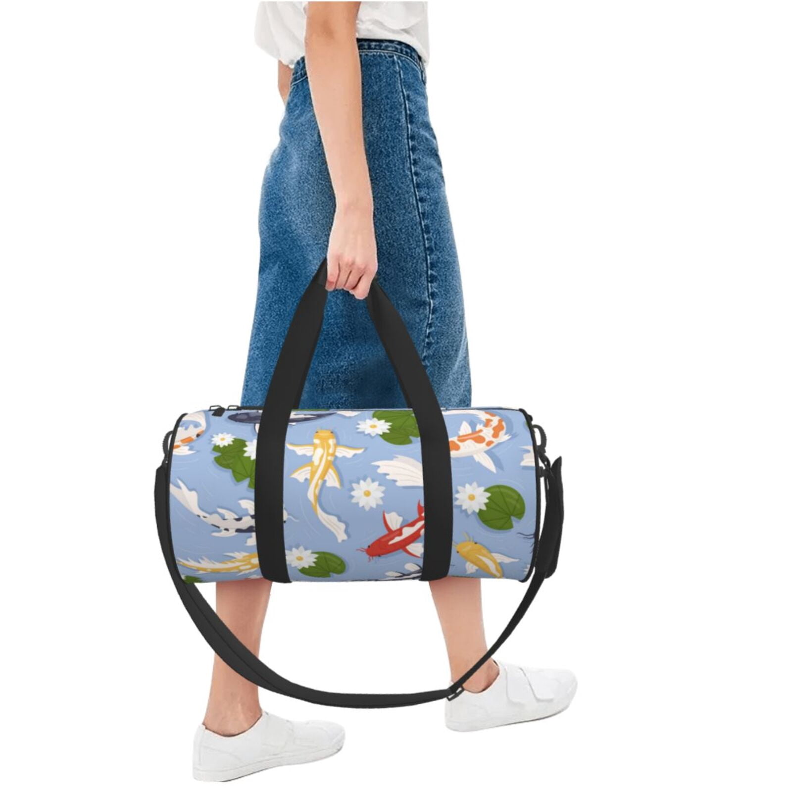 Vsdgher Colorful Koi Fish 45L Foldable Duffel Bag, Sports Gym Bag,Overnight Bag, Portable Weekender Bag for Airplanes