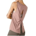 thumbnail image 2 of Homenesgenics Tank Tops for Women Plus Size Women's Solid Round Neck Casual Sports Tank Sleeveless Backless Tops Yoga Women's Clothing Pink L, 2 of 6