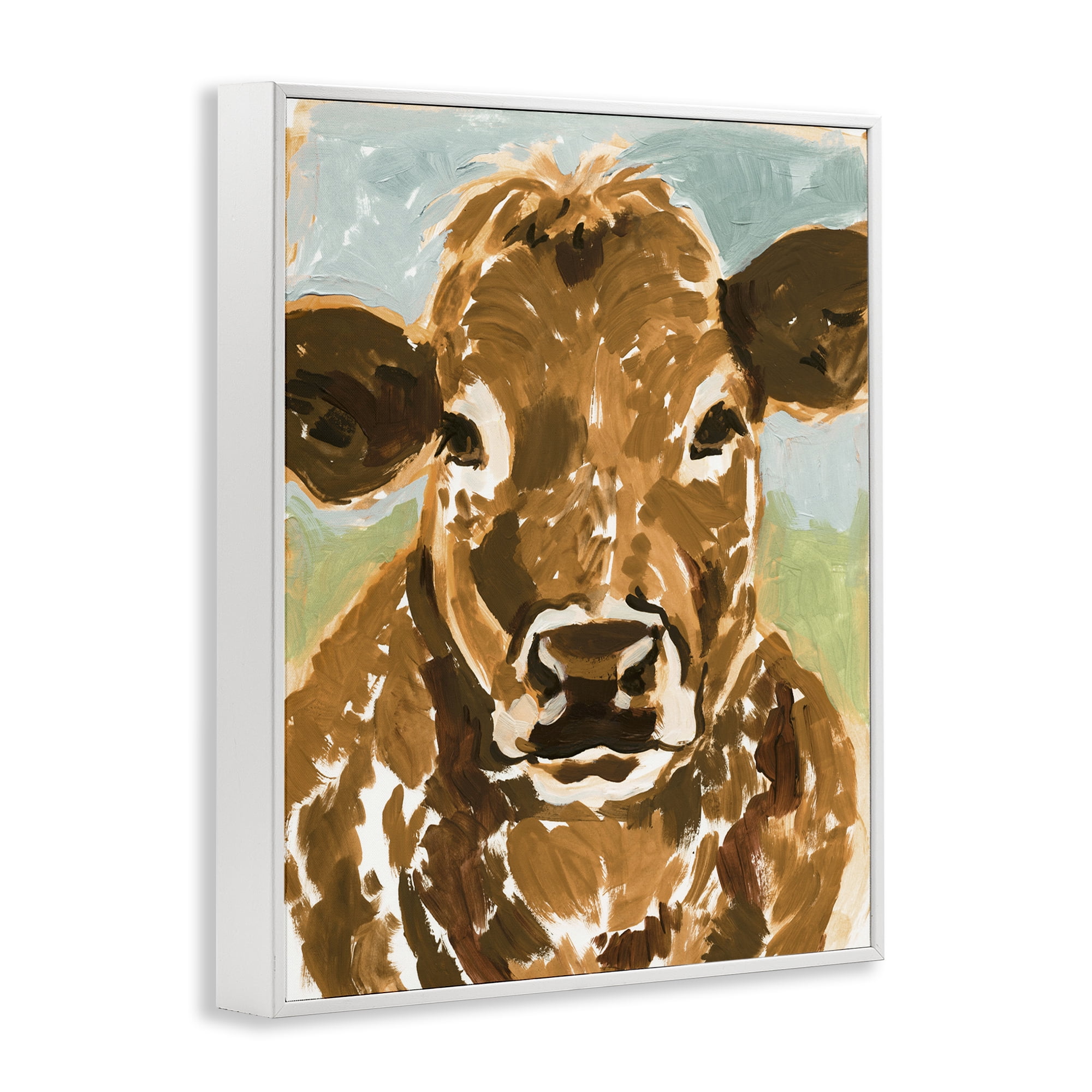Stupell Industries Spotted Cattle Calf Animals & Insects Painting White Framed Art Print Wall Art, 16 x 20