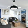 thumbnail image 4 of Cusp Barn 36" Modern Black Retractable Ceiling Fan with Lights and Remote, 6 Speeds Fandelier Ceiling Fan for Bedroom, 4 of 12