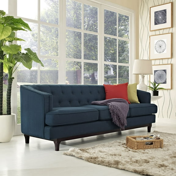 Modway Coast Upholstered Fabric Sofa in Azure