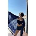 thumbnail image 6 of Women's Burnout Velvet Kimono Bohemian Long Cardigan with Tassel Beach Cover-up Holiday Casual Cardigan Shawl（Navy）, 6 of 11