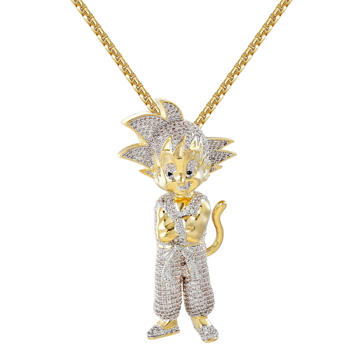 Master Of Bling Custom Goku Pendant Iced Out Lab Diamonds 14k Gold Master Of Bling Custom Goku Pendant Iced Out Lab Diamonds 14k Gold Finish Box Necklace Men Com
